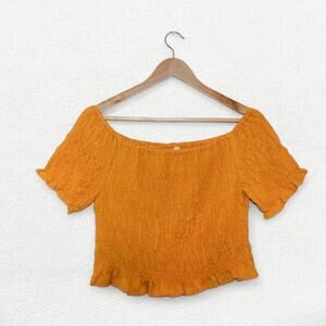 Live 4 Truth Smock Ruched Crop Top in Yellow